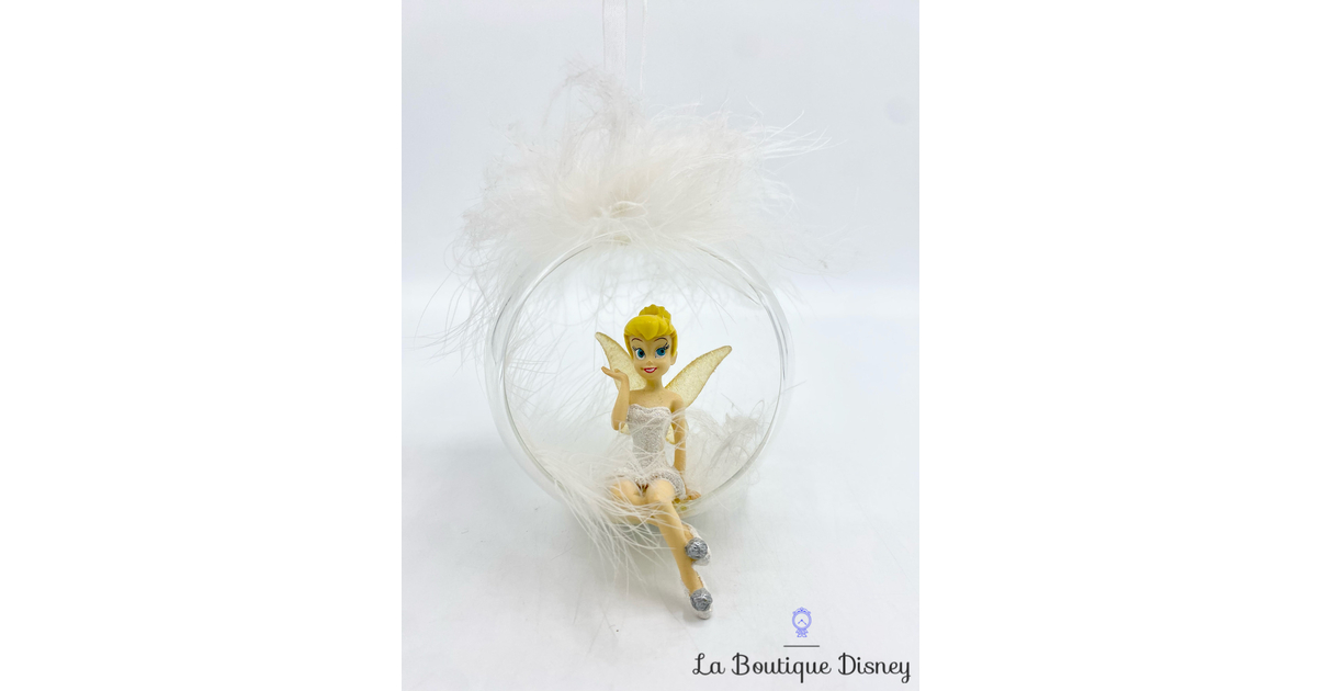 Boule Noël Fée Clochette Plume Disney ornement suspension verre